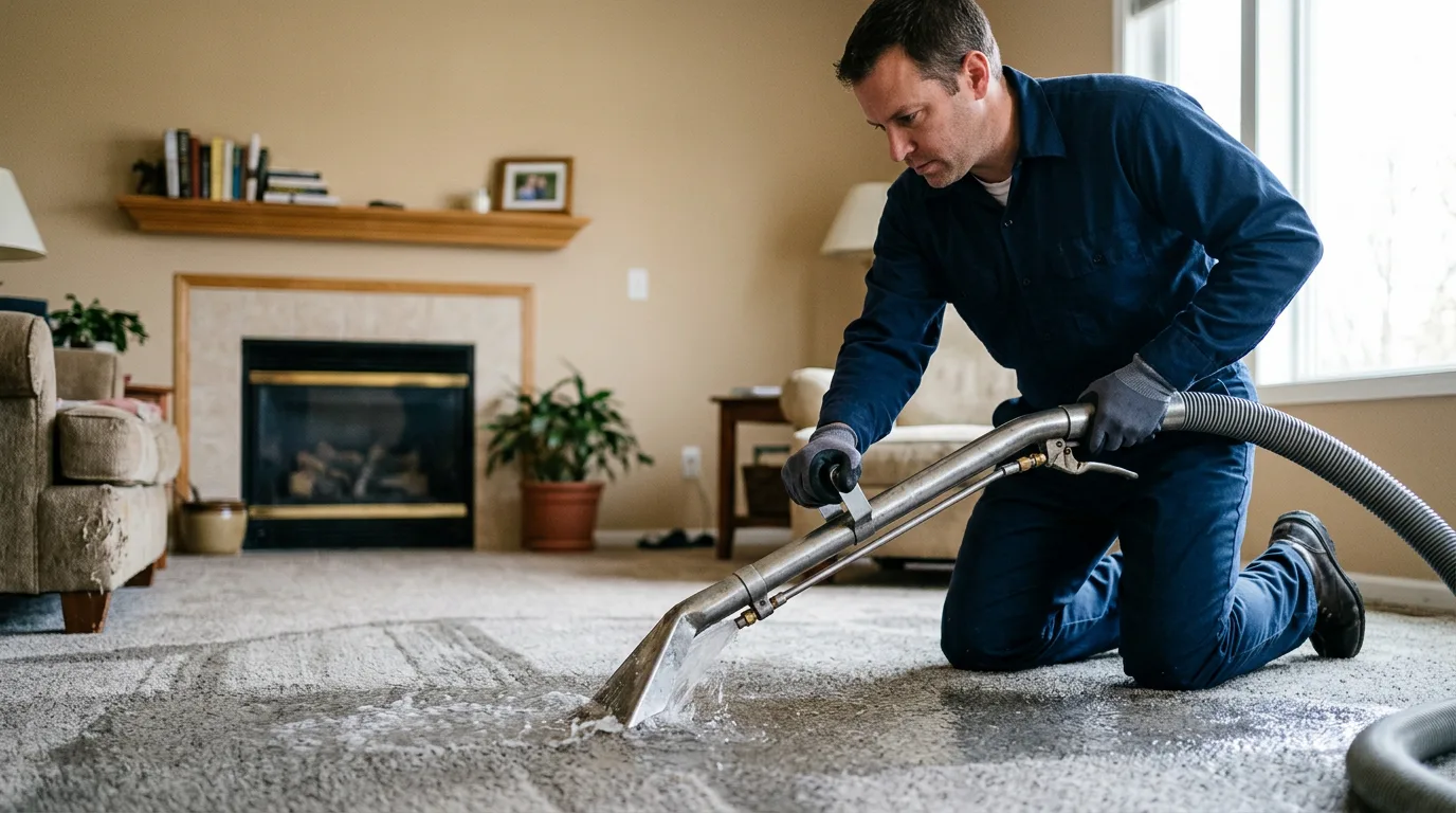 Water damage restoration technician working near Garrett, KY